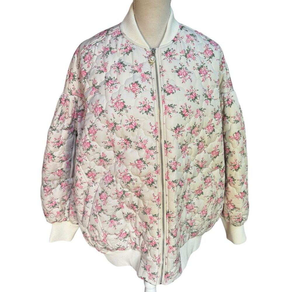 MABLE MALLORY OVERSIZED
BOMBER JACKET Floral M NWOT - Picture 2 of 6